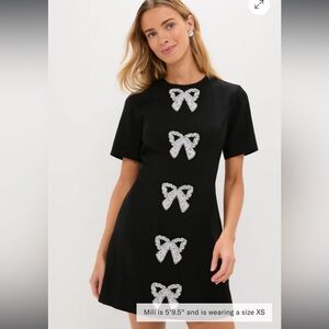 Black Mini Dress with Bow Accents